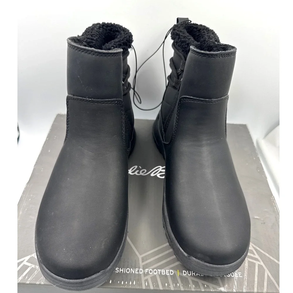 Eddie Bauer Womens Winter Boot Size 8 Black Siren Faux Lined Ankle Rain Snow
